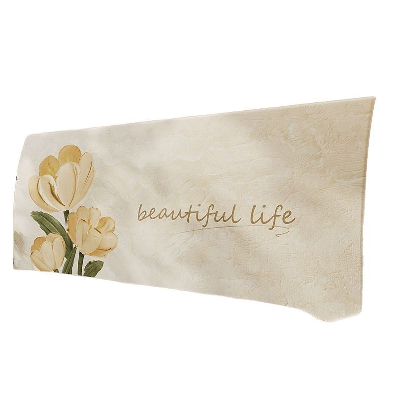 Decorative Padded Headboard Slipcover with Floral Print and Inspirational Script — product view 1