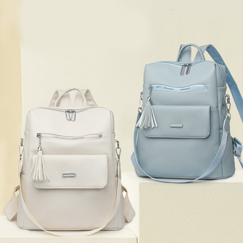 Stylish Multi-Pocket Leather Backpack LoungeYard 1788673935 — product view 1