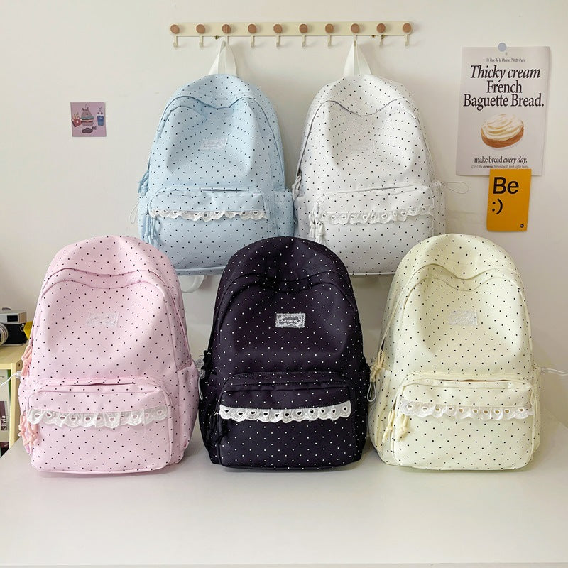 Cute Decorative Polka Dot Backpack LoungeYard — product view 4