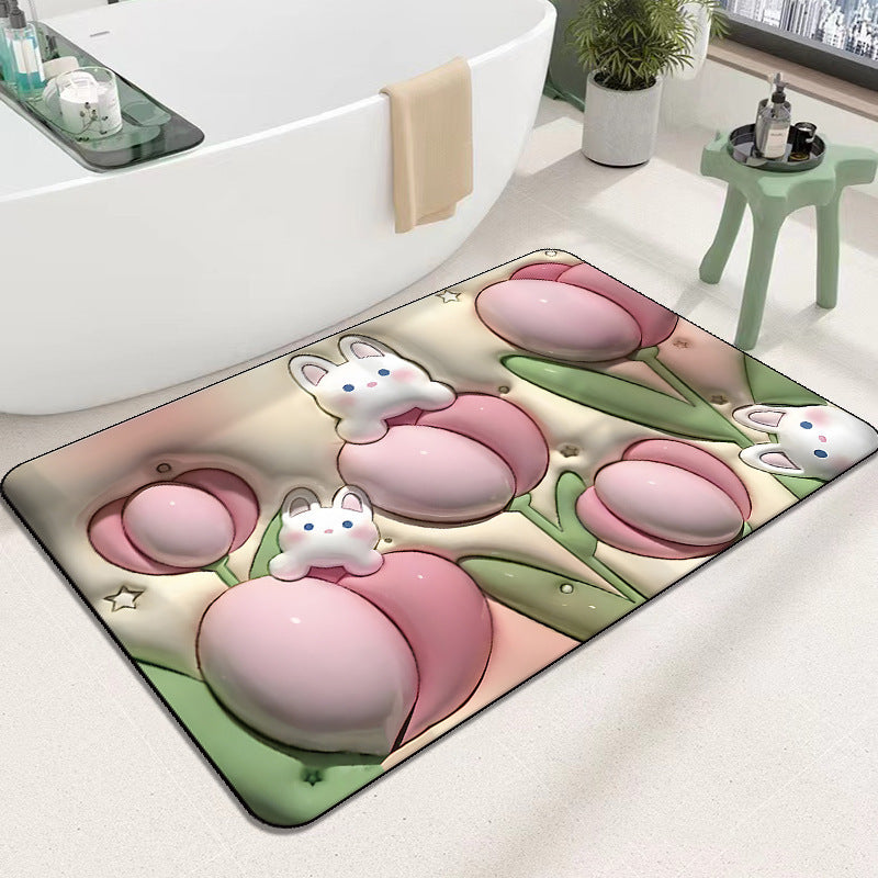 Ultra-Soft Floral Pattern Bath Mat — product view 6