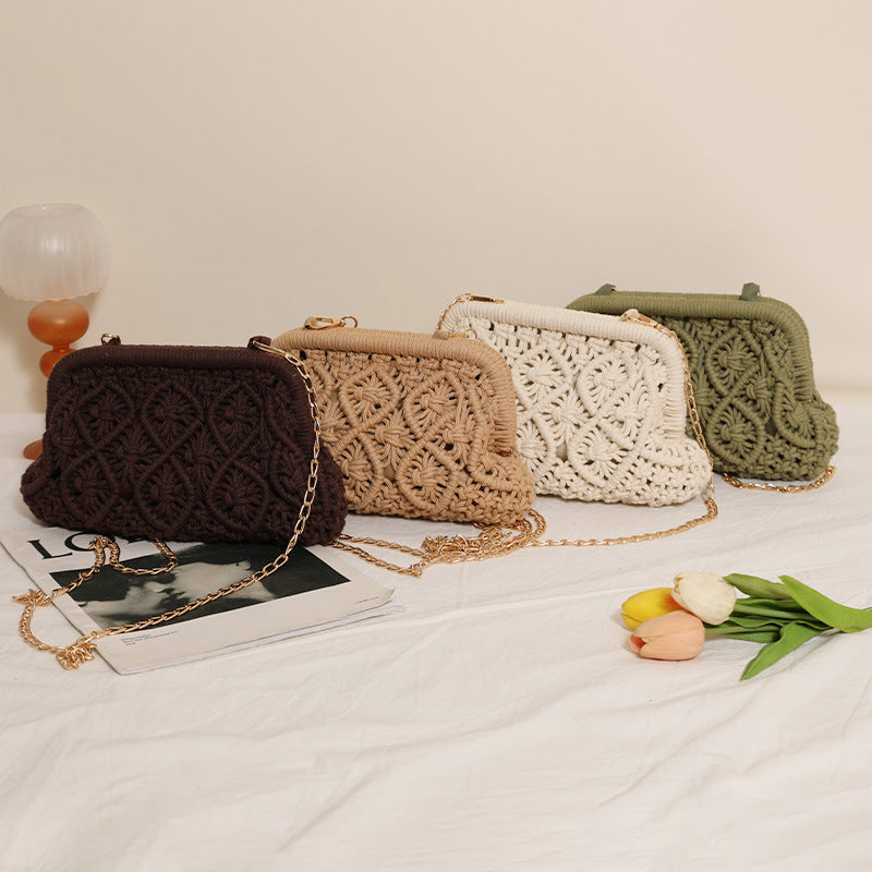 Hand-knotted shoulder bag in Boho style LoungeYard — product view 1
