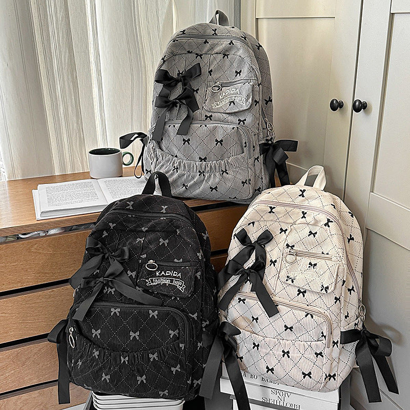 Quilted Bow-Embellished Backpack LoungeYard — product view 4