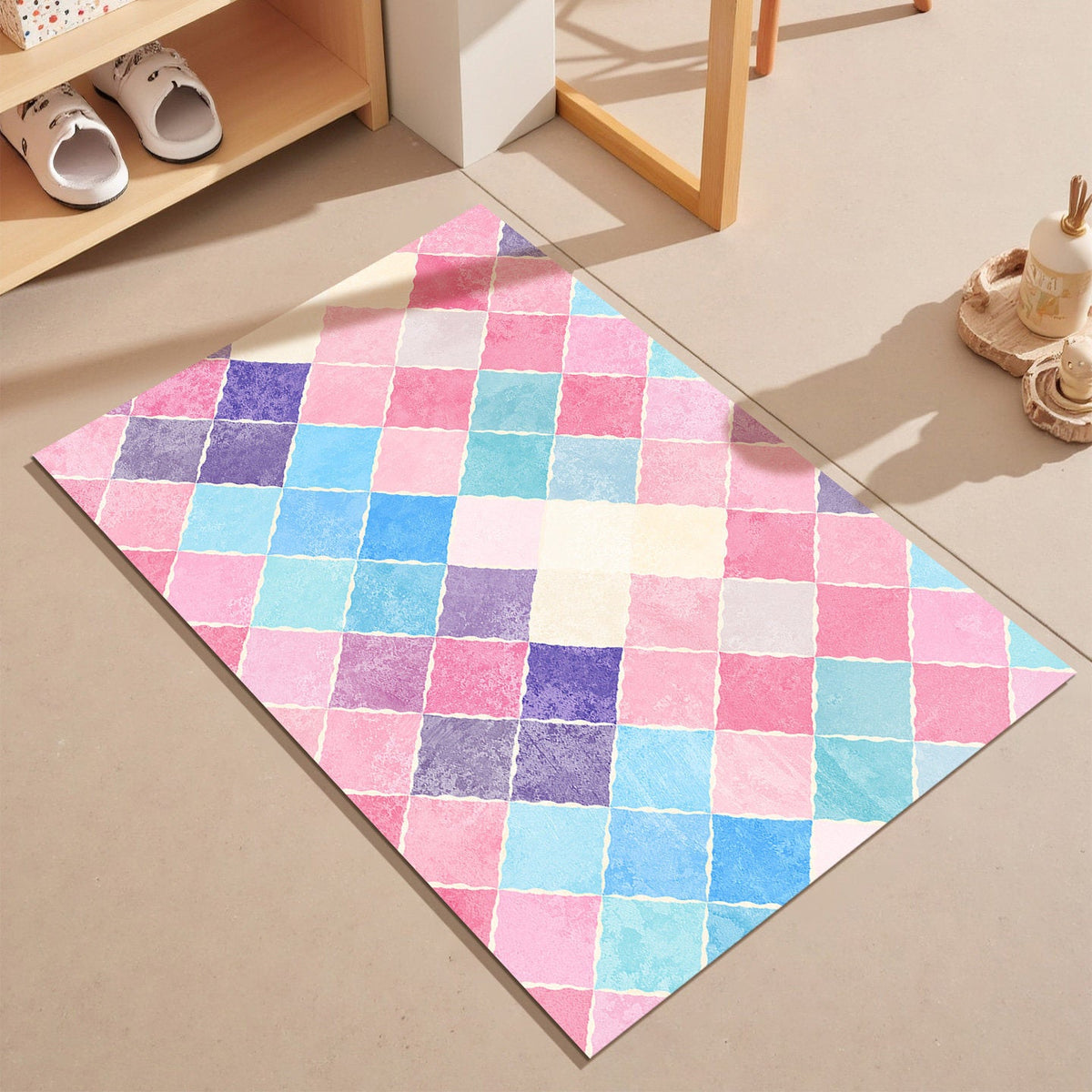Colorful Geometric Pattern Bath Mat — product view 6