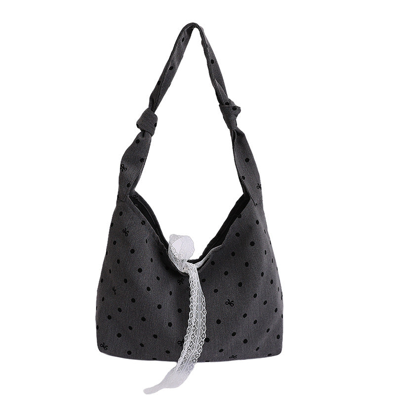 Polka Dot Canvas Hobo Bag — product view 1