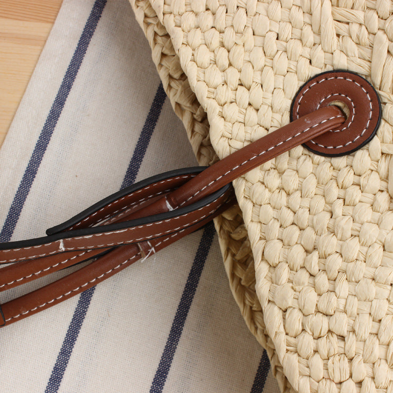 Braided Beach Bag with Elegant Leather Handles LoungeYard — product view 3