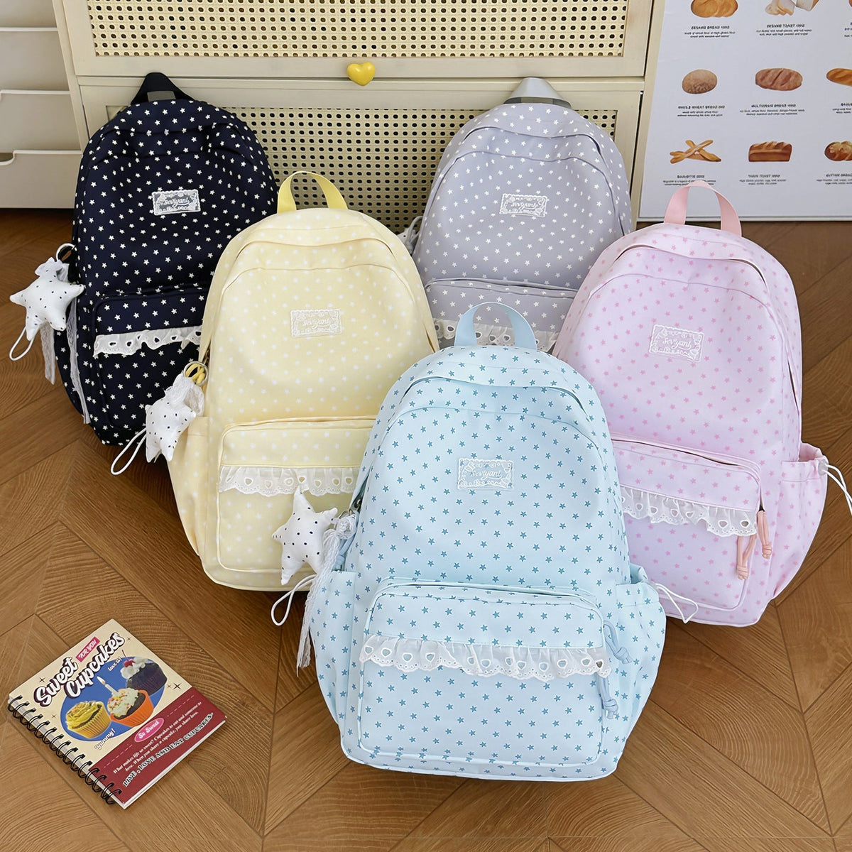 Playful Star-Printed Backpack LoungeYard — product view 4