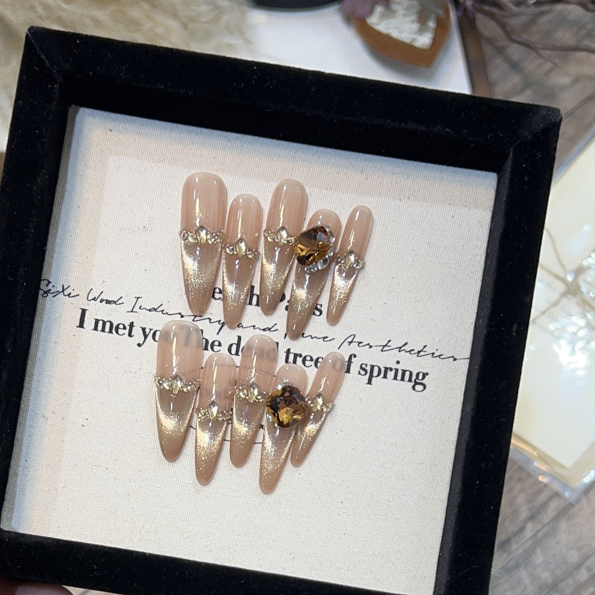 Elegant Stiletto Press-On Nails with Gemstone Accents — product view 1