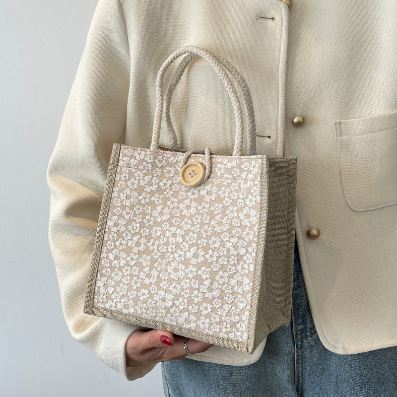 Elegant Floral Patterned Handheld Tote Bag — product view 1