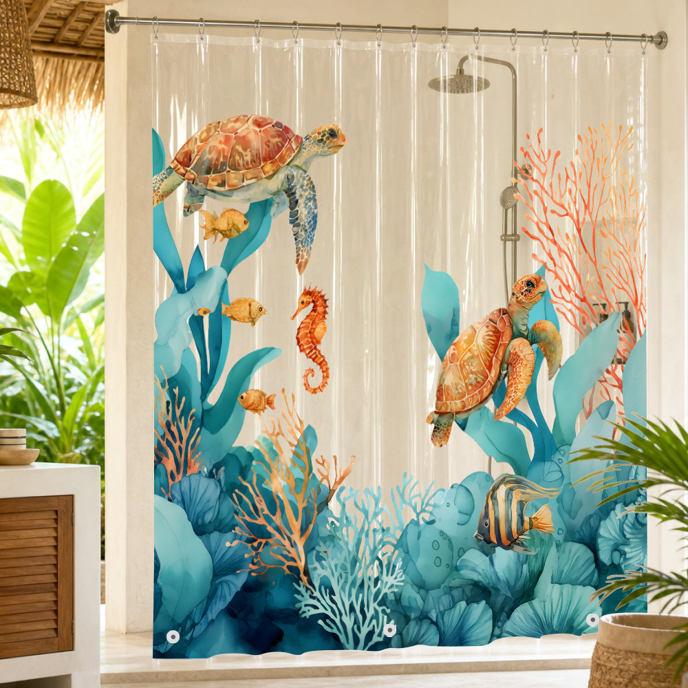 Underwater-themed Shower Curtain LoungeYard — product view 2