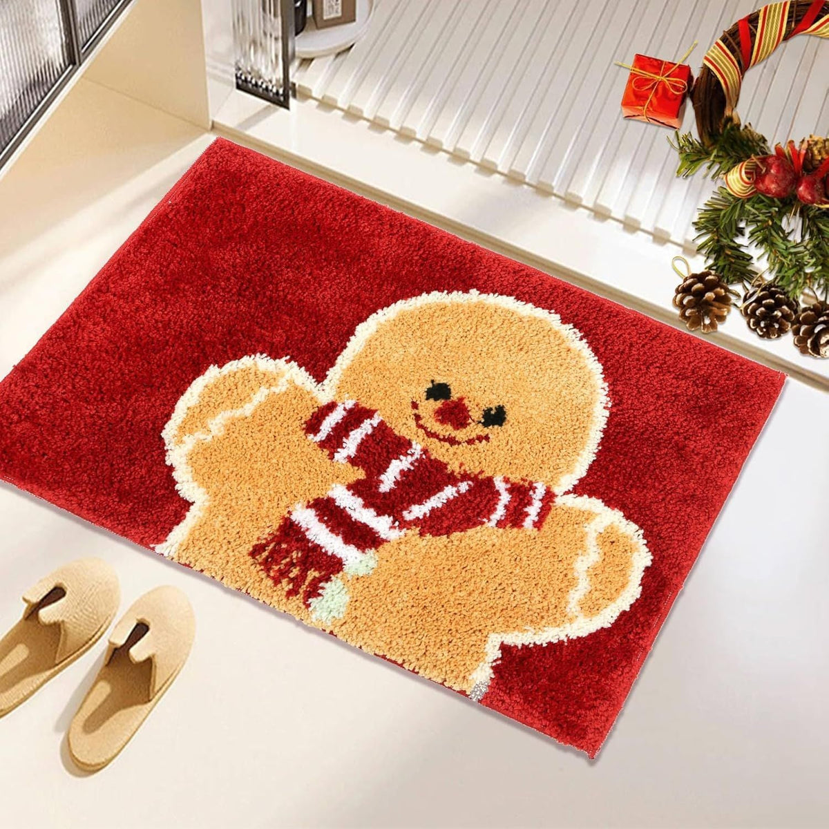 Plush Polka Dot Bath Mat Bowlift — product view 1