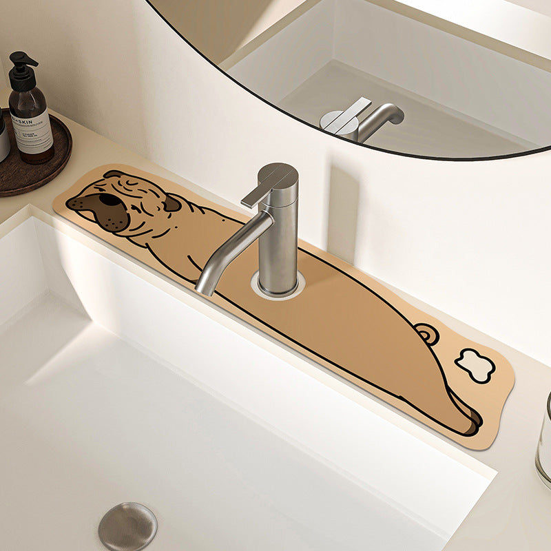 Decorative Silicone Faucet Sink Protector Mat with Dog-Shaped Counter Splash Guard — product view 4