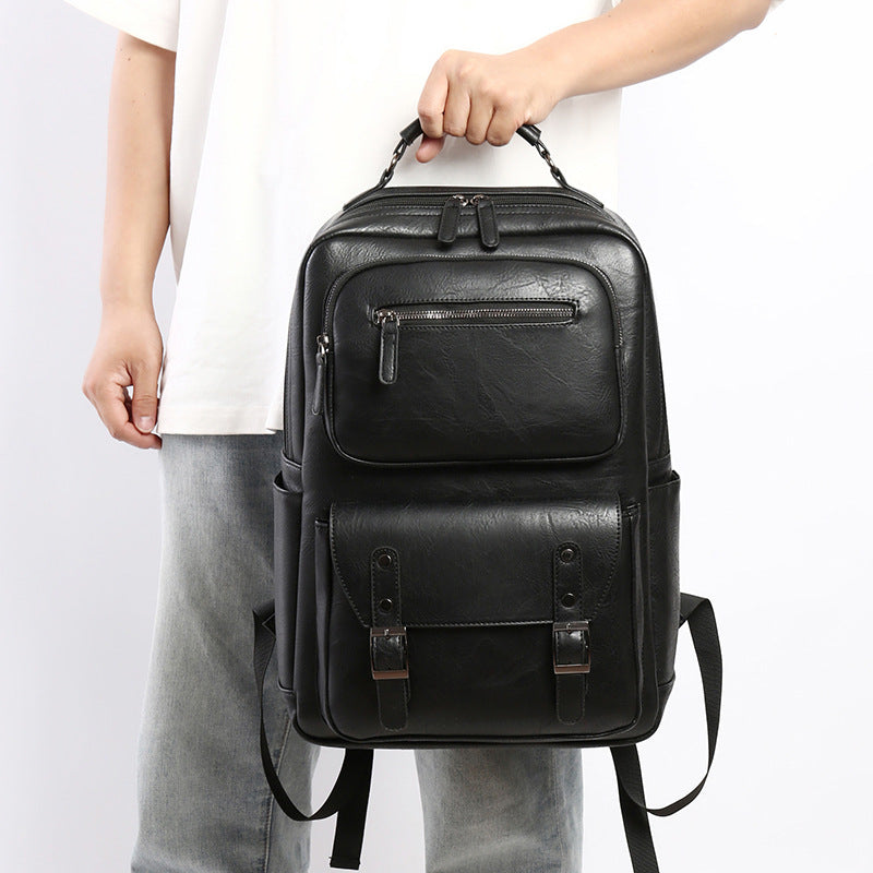 Stylish Multi-Purpose Leather Backpack LoungeYard — product view 3