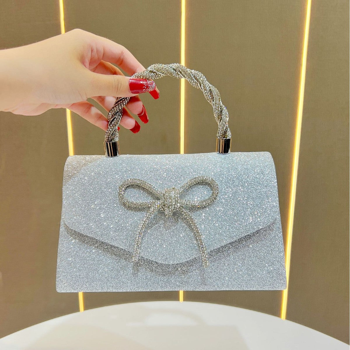 Sparkling Bow-Detail Evening Handbag — product view 1