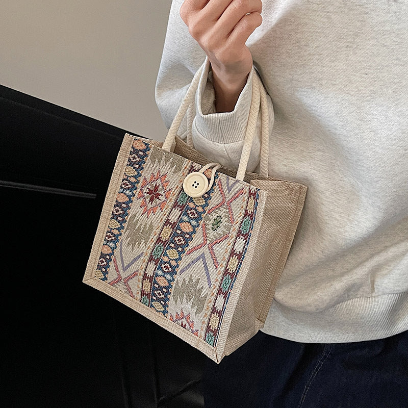 Bohemian Geometric Patterned Tote Bag — product view 6