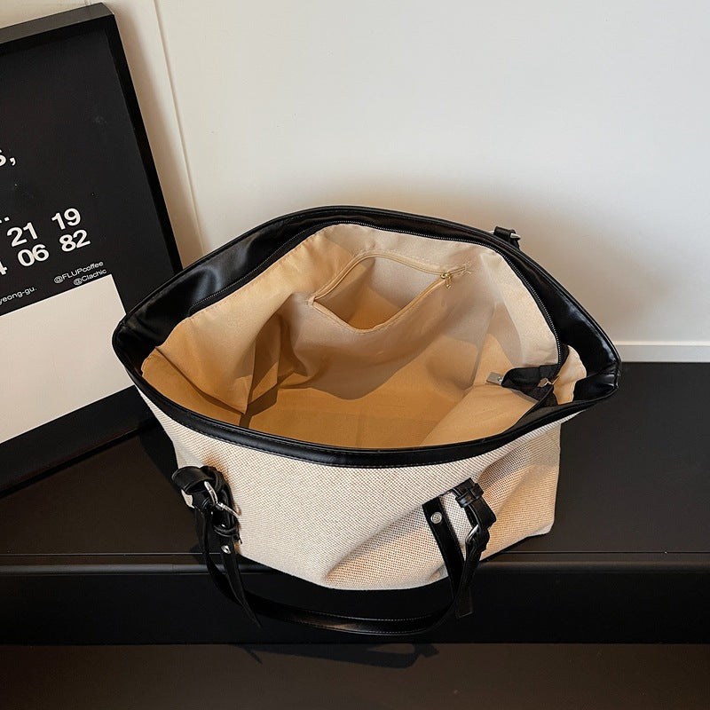 Versatile Canvas Tote Bag with Leather Accents — product view 3