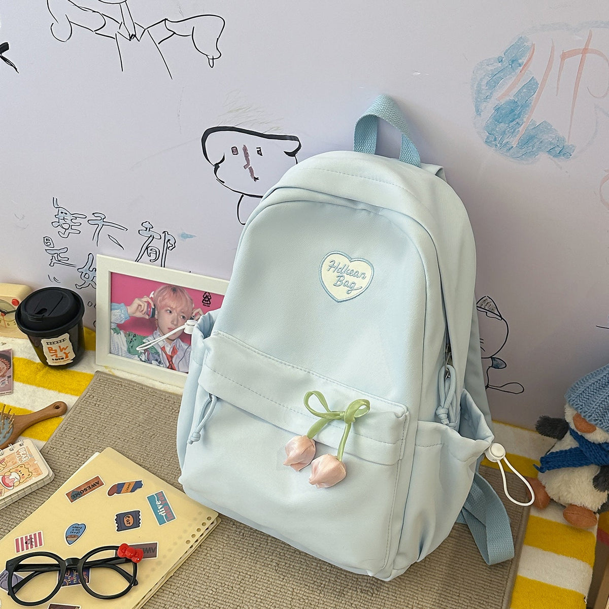 Floral-Embellished Casual Backpack LoungeYard — product view 6
