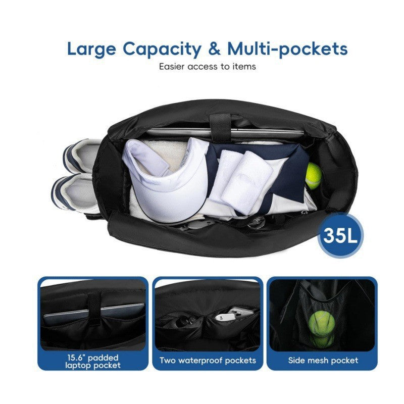 Quilted Sports Tote Bag with Shoe Compartment LoungeYard — product view 4
