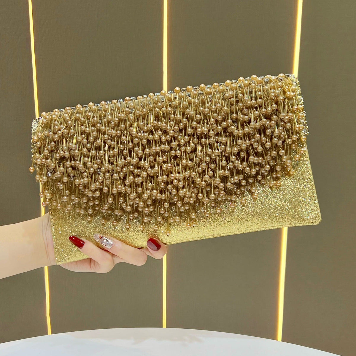Beaded Fringe Evening Clutch — product view 3