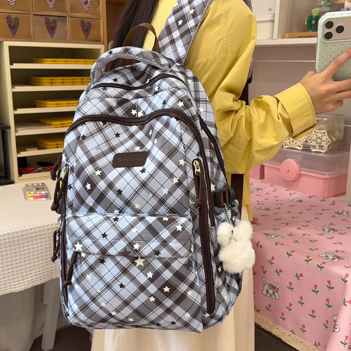 Plaid Patterned Backpack LoungeYard — product view 2
