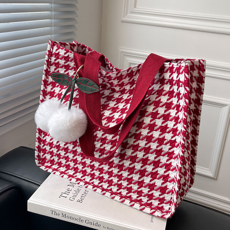 Charming Houndstooth Patterned Tote Bag — product view 4