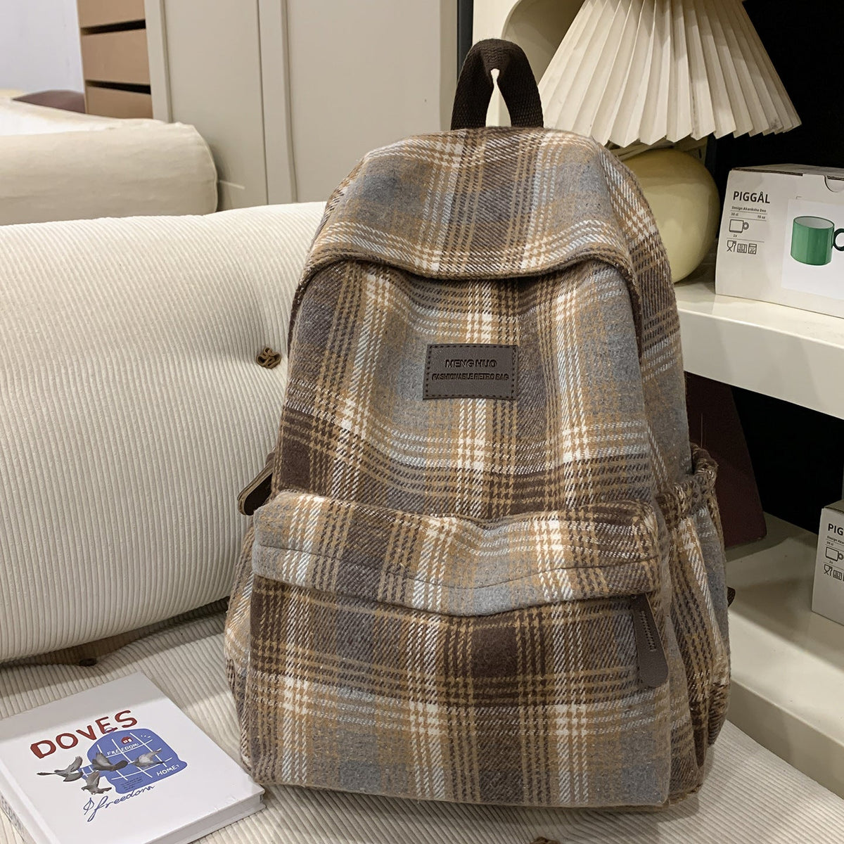 Cozy Plaid Backpack LoungeYard — product view 7