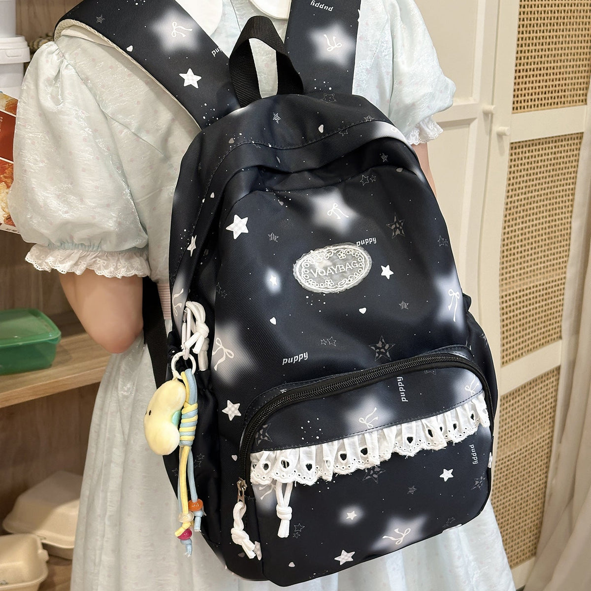 Charming Star-Embellished Casual Backpack LoungeYard 1791205440 — product view 3