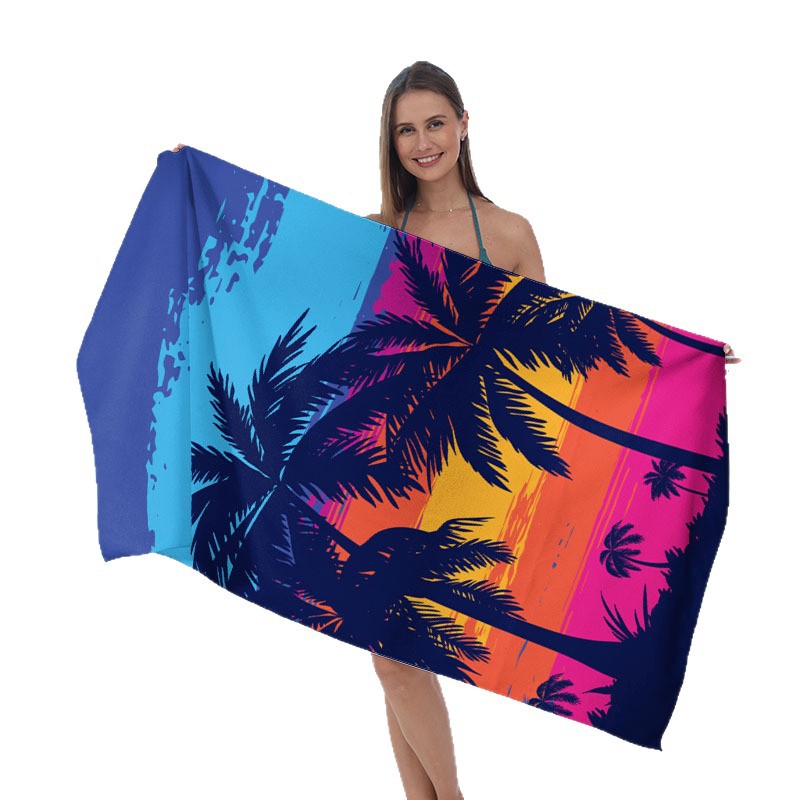 Beach towel with tropical palm leaf design LoungeYard — product view 2