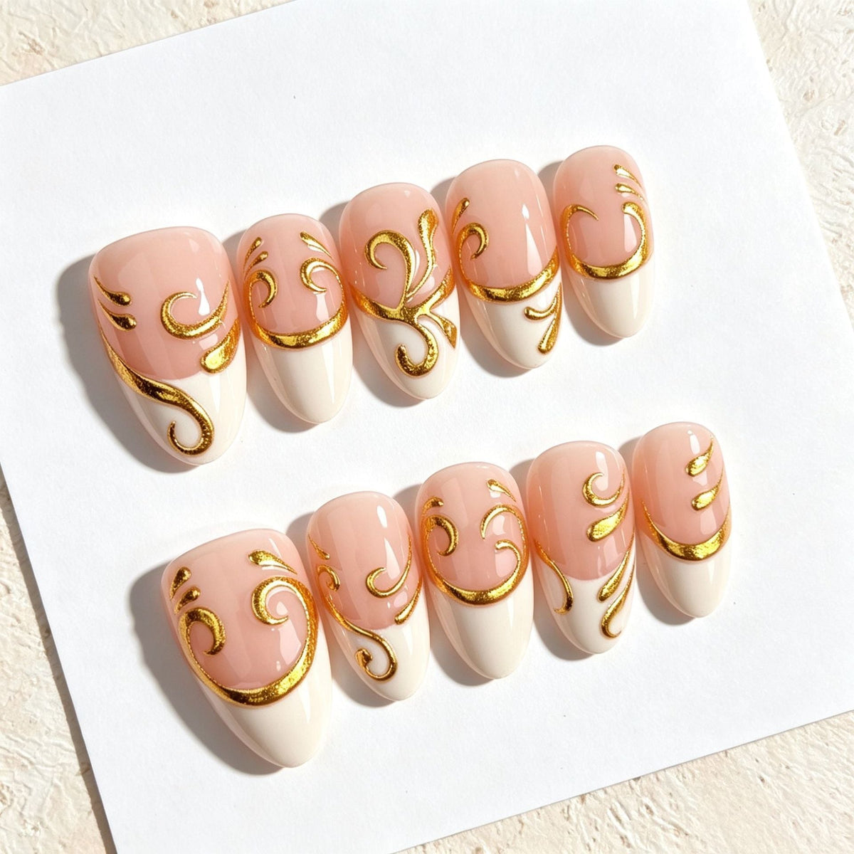 Decorative Press-On Nail Set with Elegant Gold Accents — product view 3