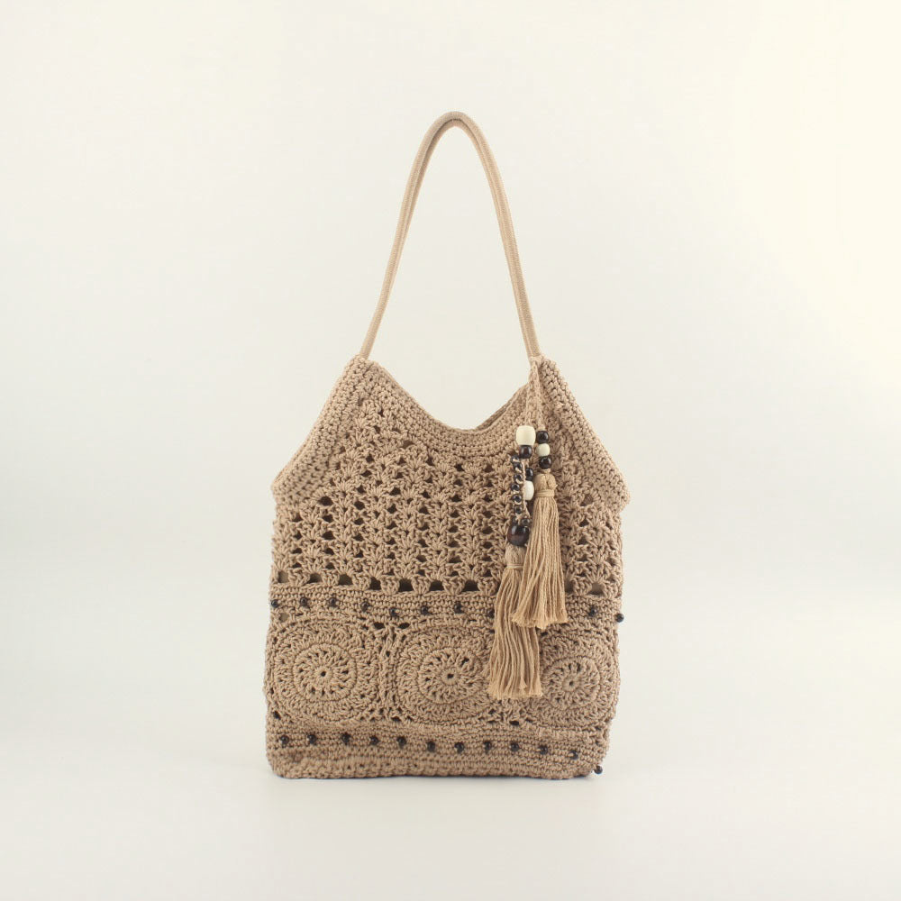 Crochet handbag with fringed accents LoungeYard — product view 2