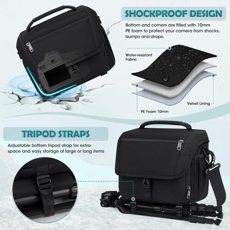 Camera bag with padded compartments and weather resistance LoungeYard — product view 2