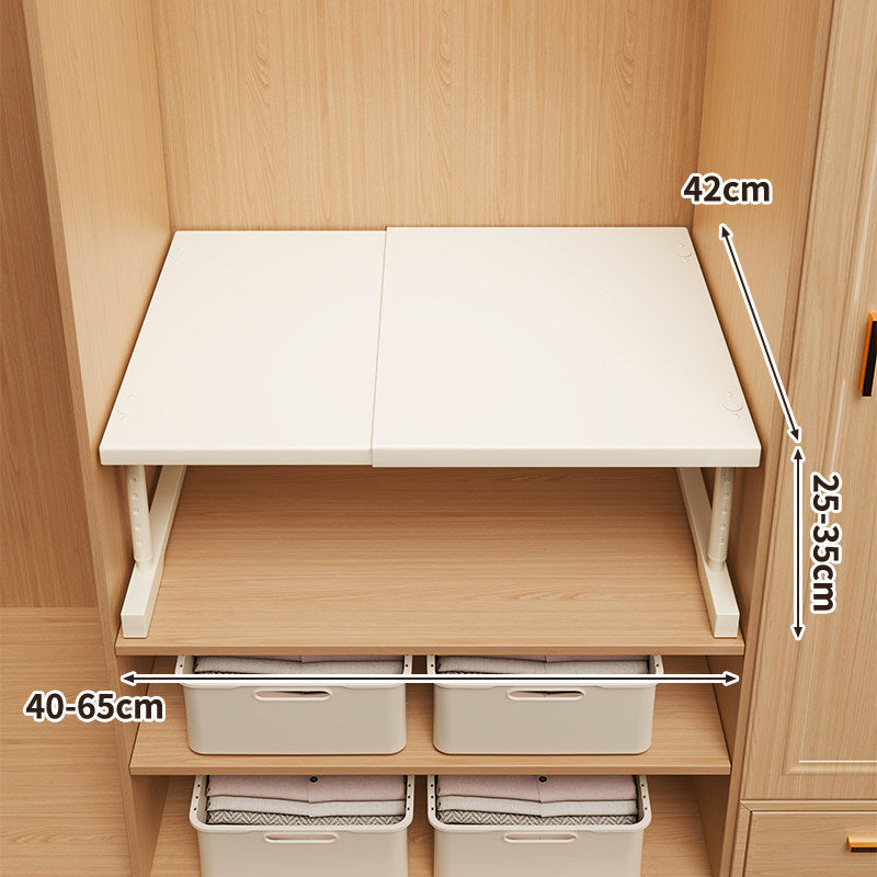 Expandable Space-Saving Closet Shelf Platform with Height-Adjustable Folding Brackets — product view 3