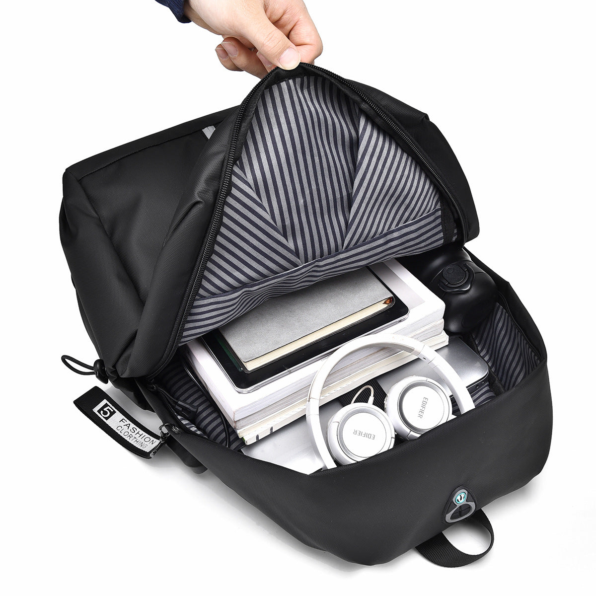 Functional backpack with ergonomic design and zippered compartments LoungeYard — product view 3