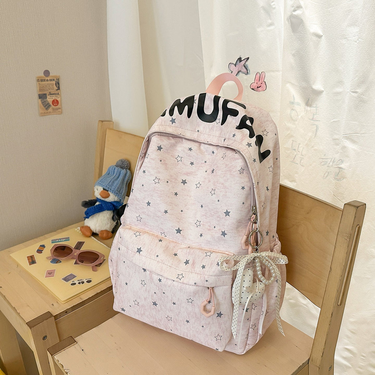 Casual Star-Embellished Backpack LoungeYard — product view 7