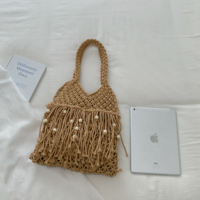Handcrafted Macrame Bag with Tassels LoungeYard — product view 4