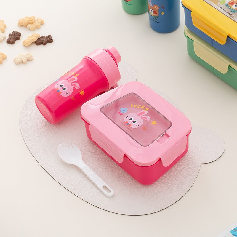 Fun-Themed Bento Lunch Box with Integrated Utensil Set — product view 1