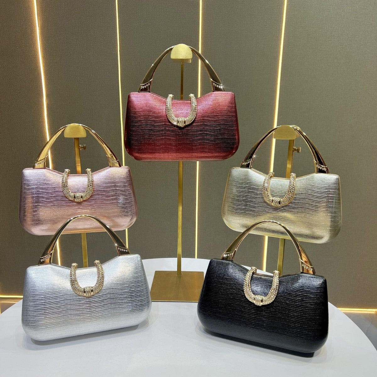 Crocodile-Effect Evening Handbag — product view 4