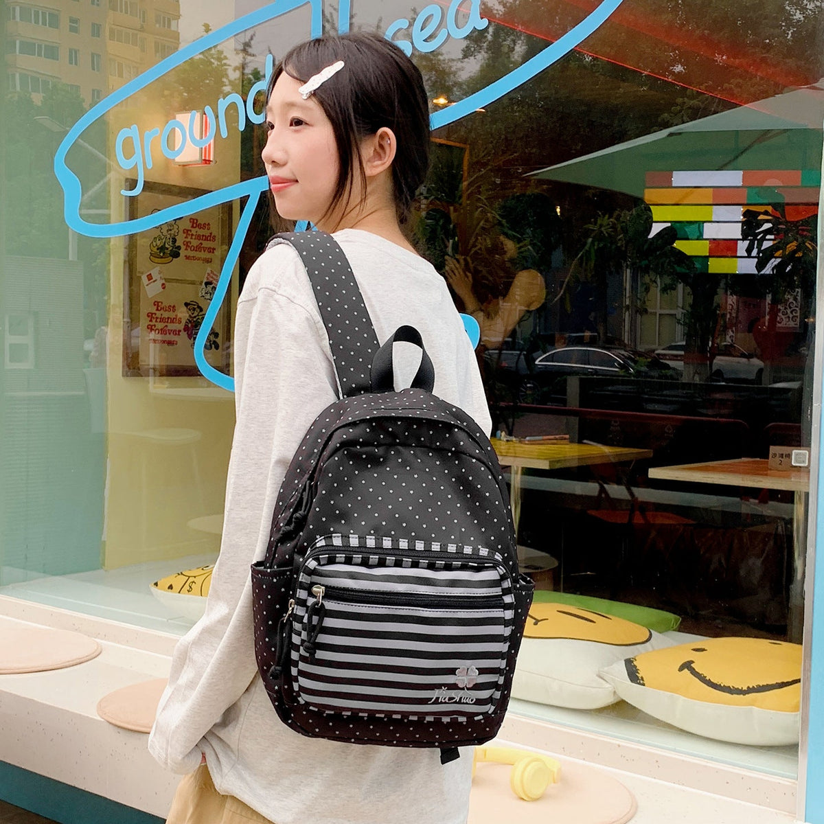 Lightweight Multi-Functional Striped Backpack LoungeYard — product view 3