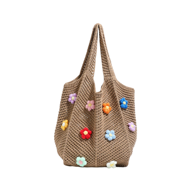 Floral Patterned Crochet Tote Bag LoungeYard — product view 5