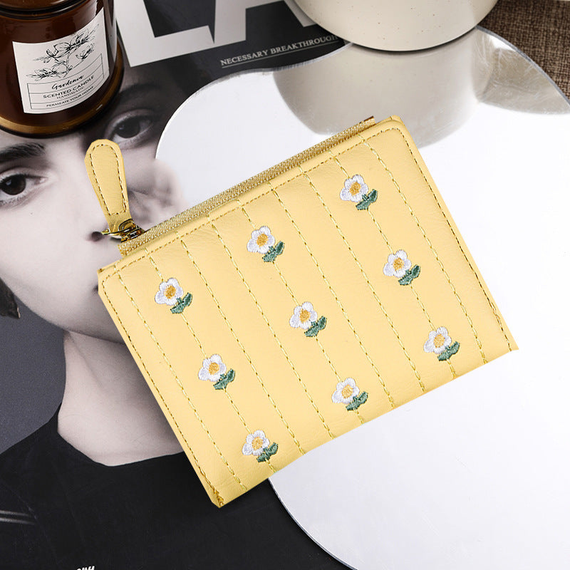 Floral Embroidered Zippered Wallet — product view 3