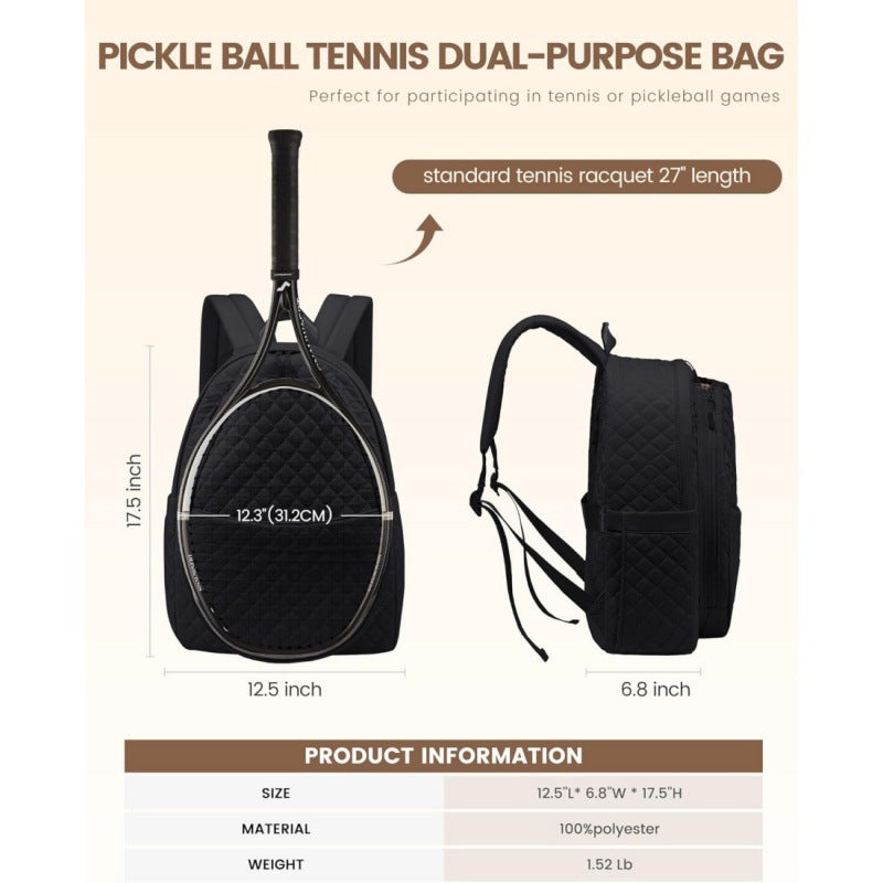 Quilted Tennis Racket Backpack LoungeYard — product view 2