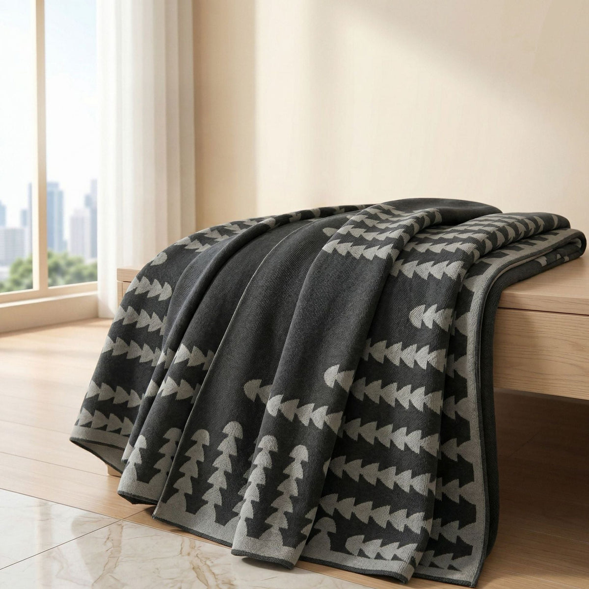 Modern Geometric Pattern Throw Blanket — product view 2
