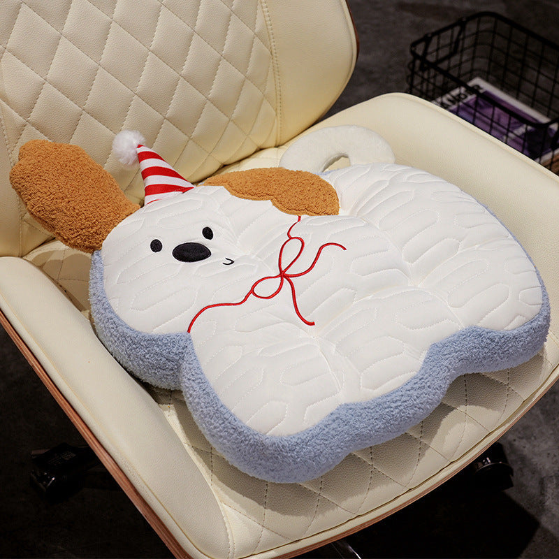 Padded plush dog-shaped cushion with ergonomic seating recess — product view 5
