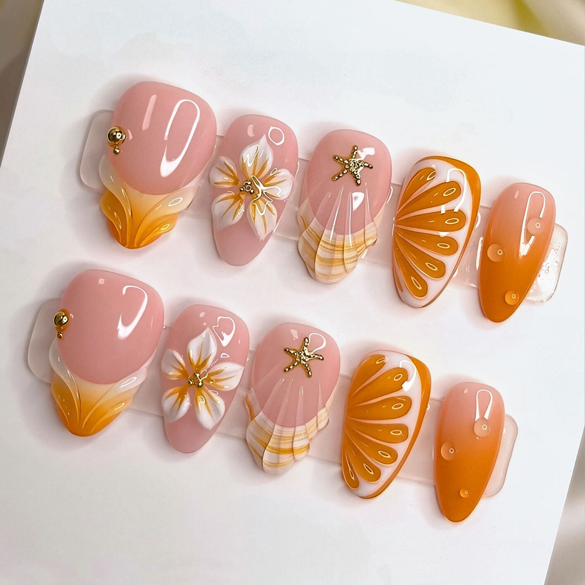Artistic Shell-Inspired Press-On Nail Set — product view 1