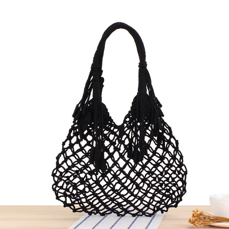 Macrame Tote Bag with Inner Pocket LoungeYard — product view 6