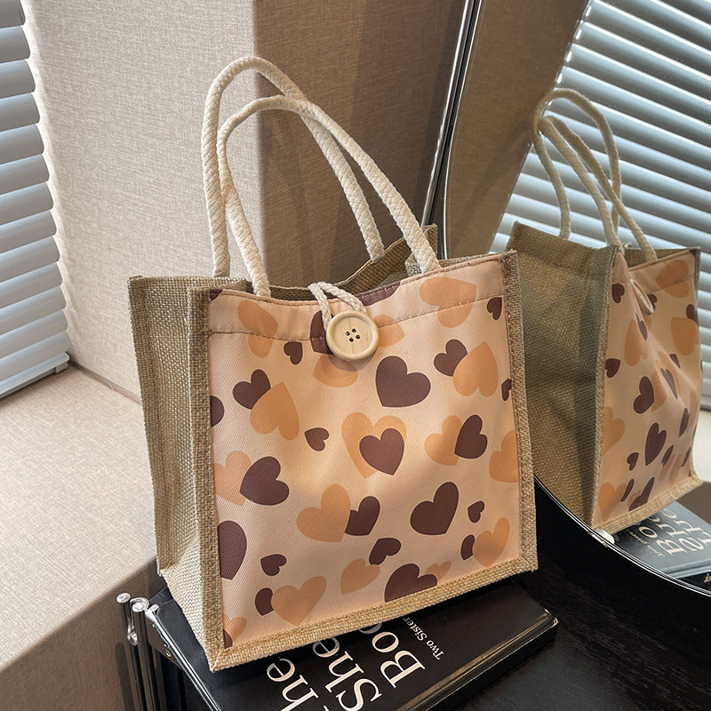 Heart-Patterned Casual Tote Bag — product view 4