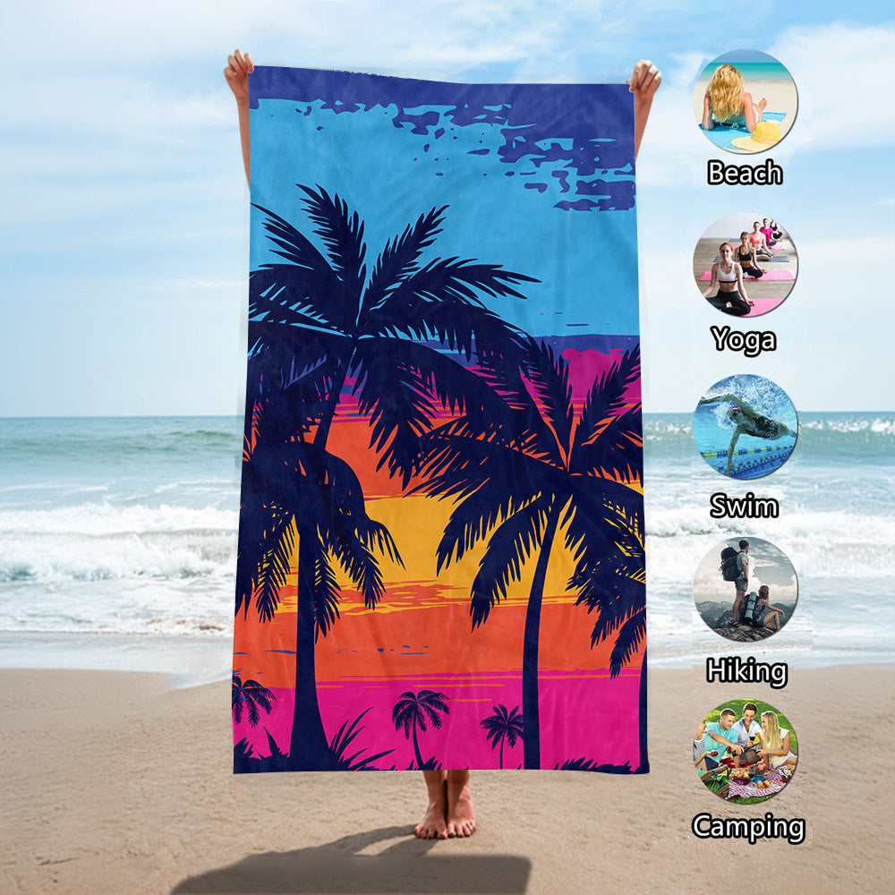 Beach towel with tropical palm leaf design LoungeYard — product view 1