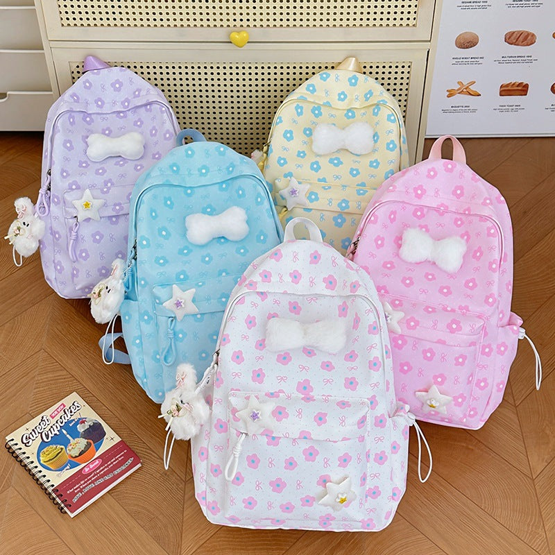 Floral-Embellished Patterned Backpack LoungeYard — product view 4