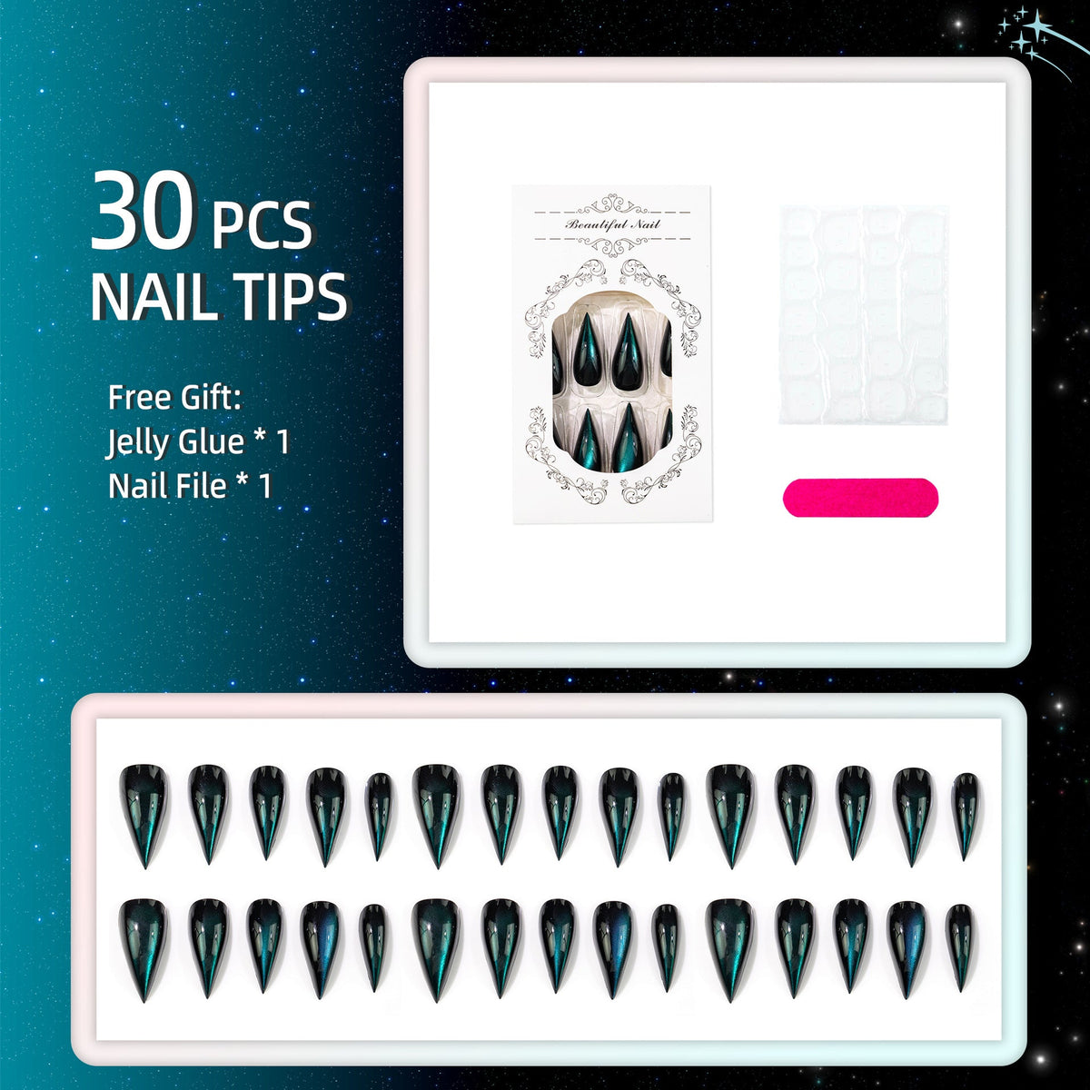 Glossy Stiletto Nail Tips — product view 4