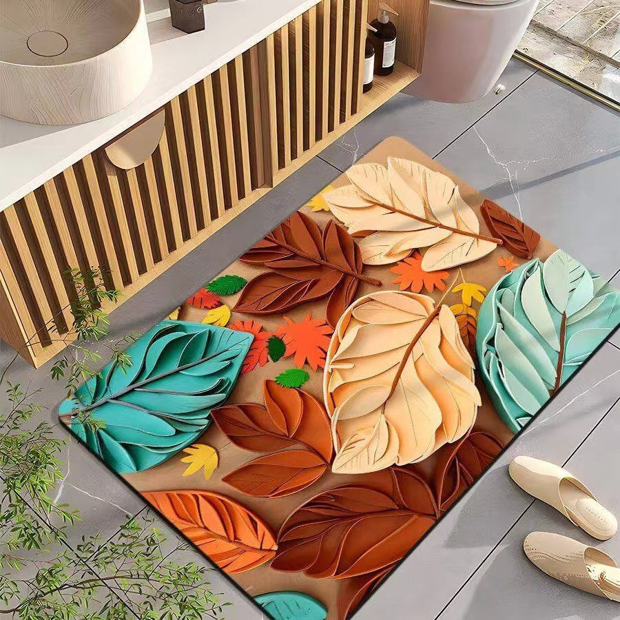 Leaf-Patterned Bathroom Mat LoungeYard — product view 1