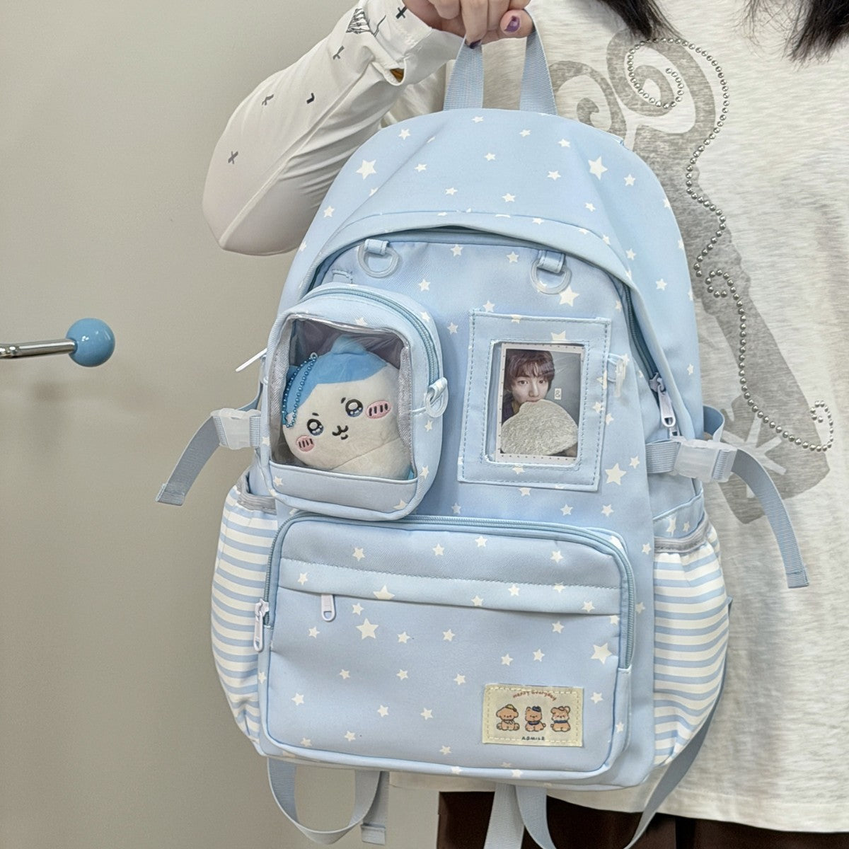 Cute Illustrated Star Pattern Backpack — product view 3